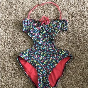 Coral multicolored monokini swimsuit